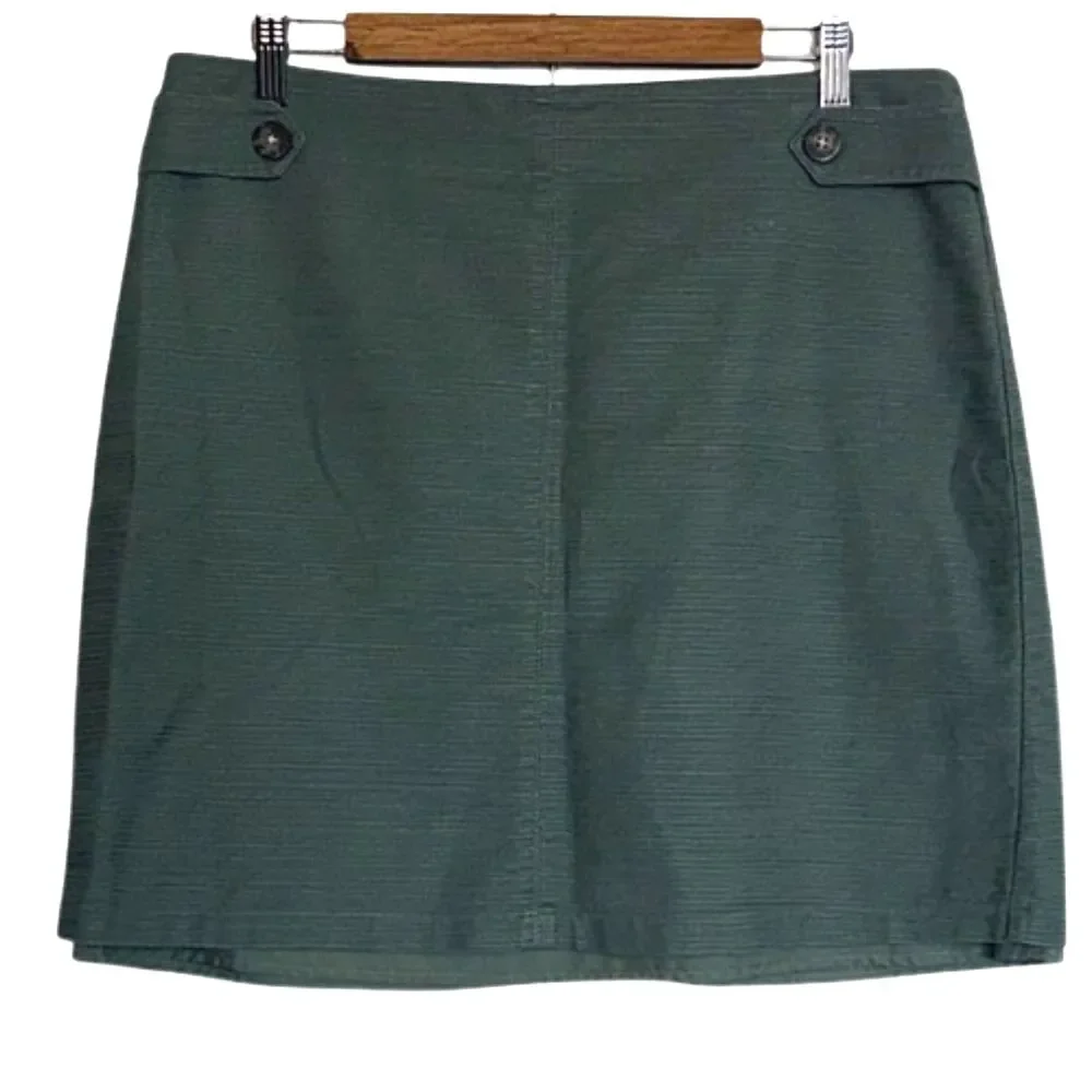 Ann Taylor Mini A Line Skirt Womens 12 Textured Zip Career Business Lined Green